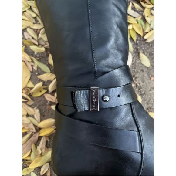 Karl Lagerfeld Paris Leather Boots 6.5 M Low Heel Mod 60s Style - Picture 14 of 16